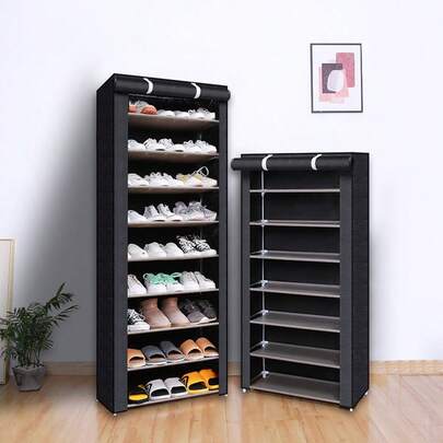 Skoskåp med dammskydd, Non-Woven-tyg, Platsbesparande, Stor kapacitet, Lätt att montera, Bärbart skoskåp, Lämplig för olika scenarier som hall, förvaringshylla, förvaring i hemmet och studentboendet, skosortering, skoförvaring, skoskåp, rumsdekoration, hylla, enkel stil, vårlovsstil, Oprissa bohemisk stil, exklusiv stil, mors dag