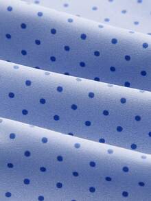 lacRébo Sky Blue Polka Dot Cowl Neck Cami Top With Tie Shoulder Straps Spring Summer Chic Going Out Spring Summer Vacation French Style Parisian Style - Blue - View 8