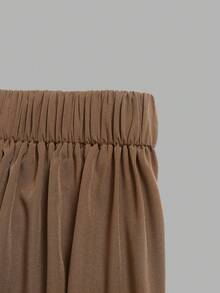 SHEIN Elenzya 新款V领仿门襟装饰系带设计纯色梭织优雅修身两件套女装，百搭日常穿着 - 彩色 - 查看 6