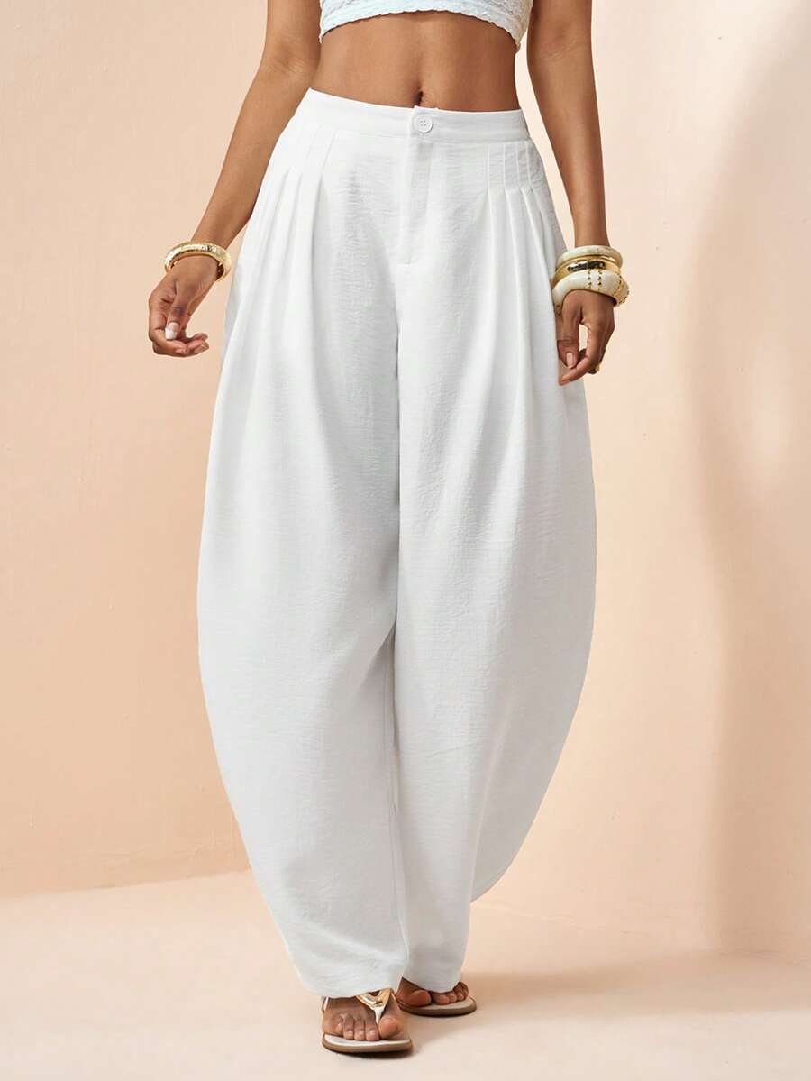 Zivah 2026 Modern Commuter Pleated Side Minimalist Style Long Pants - White - View 1