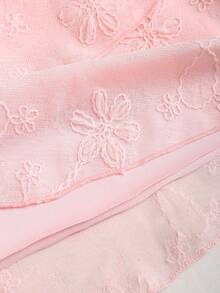 Sweetra Women's Draped Neck Embroidered Ruffle Hem Draped Neck Dress - Pink - View 6