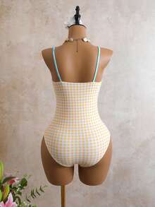 Swim Mod 女士连体泳衣，性感休闲度假简约甜美可爱露背连体泳装，春夏款 - 彩色 - 查看 2