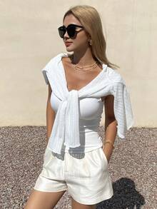 DAZY Women's V-Neck Loose White Cardigan - White - View 10