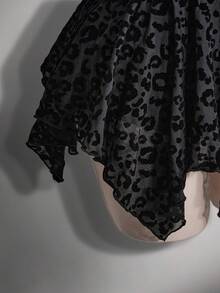 SHEIN ICON Đầm hai dây dáng xòe bất đối xứng in họa tiết da báo dành cho nữ cỡ lớn - màu đen - Xem 8