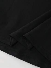 Franclia 女士优雅法式黑白格纹蝴蝶结肩部短袖T恤，新款夏季修身款上衣 - 黑色 - 查看 4