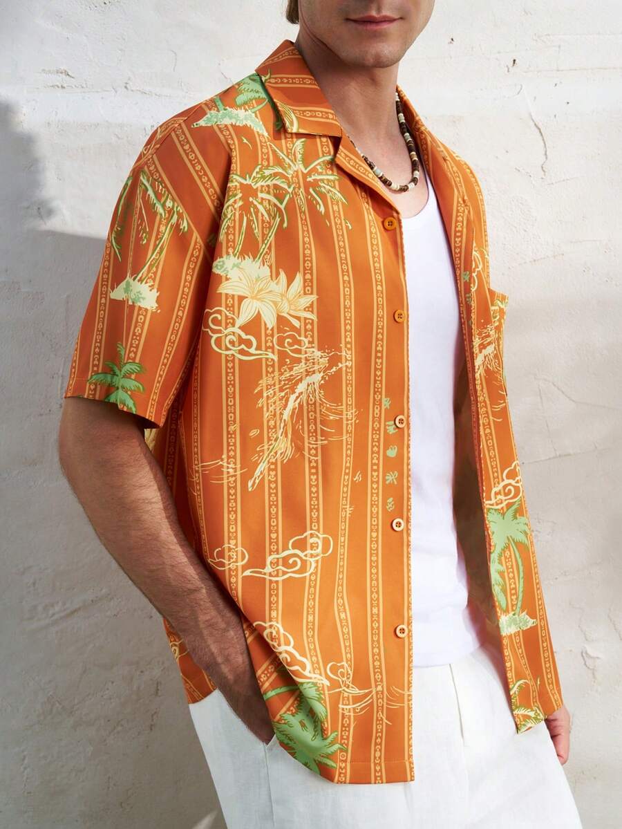 Airaco Áo sơ mi nam tay ngắn in họa tiết kẻ sọc, thích hợp cho kỳ nghỉ hè. - Nhiều màu - Xem 1