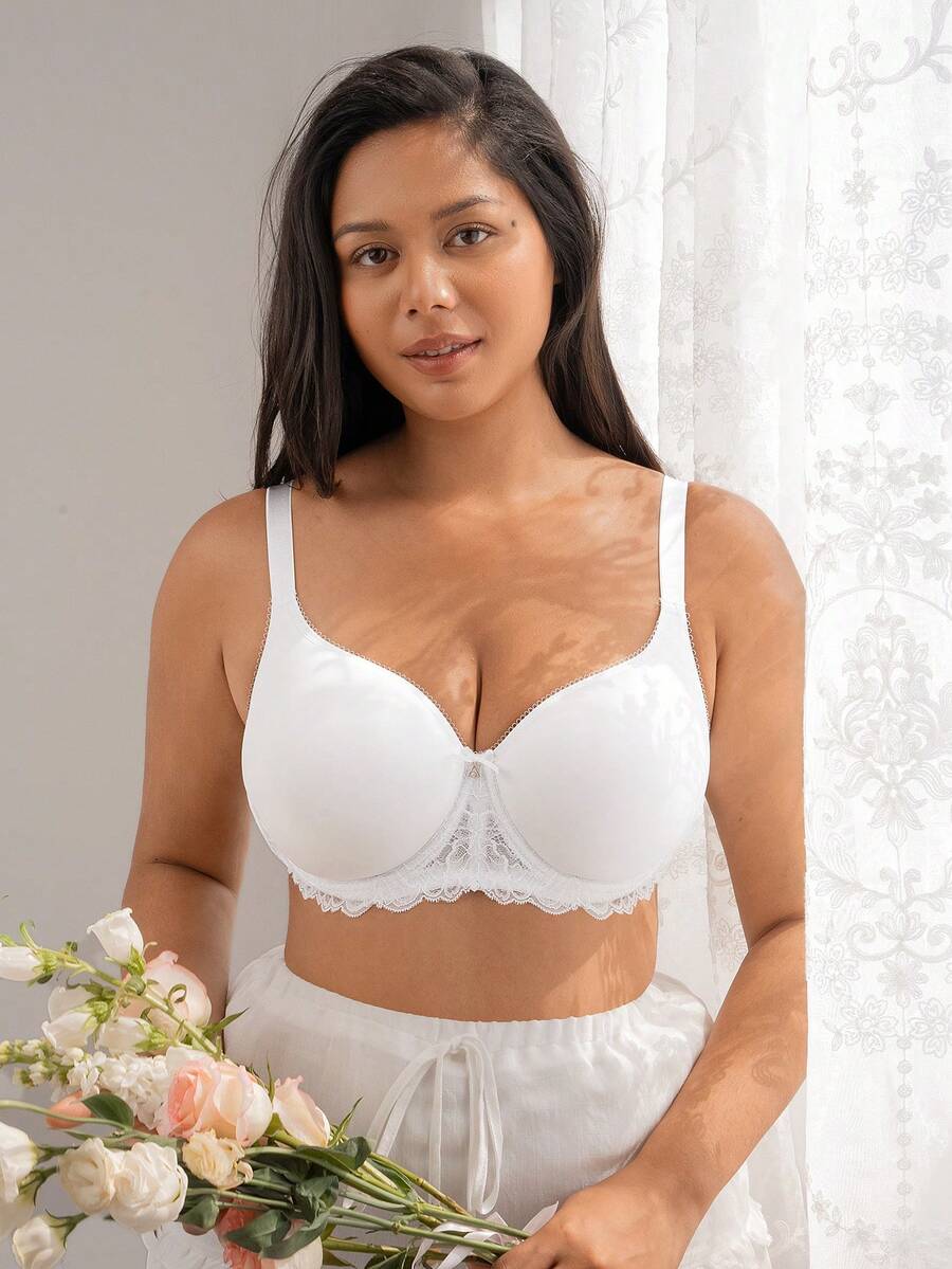 DesireSculpt 2pcs Seamless Wireless Thin Cup Comfortable Supportive Lift Bra, Plus Size - Multicolor - View 1