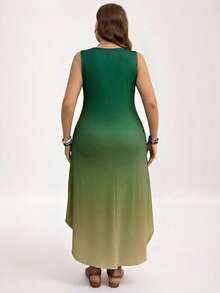 Comfylo 大码渐变无袖休闲度假连衣裙 渐变连衣裙 女士夏季连衣裙 女士休闲连衣裙 无袖连衣裙 绿色连衣裙 女士渐变连衣裙 女士渐变连衣裙 渐变长裙 无袖渐变连衣裙 绿色渐变连衣裙 - 綠色 - 查看 2