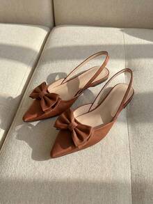 Resyla 女用蝴蝶結細部棕色平底鞋 - 棕色 - 查看 4