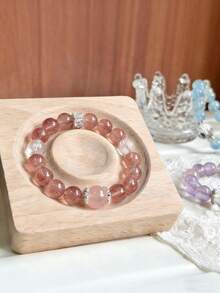 Cirelle Natural Strawberry Crystal Bracelet Set - Pink & White Crystal For Love & Luck, Crystal Healing Jewelry For Daily Wear & Gift - Multicolor - View 4