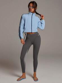 Athîral Pantalones de malla con parches de mujer de estilo casual - Gris - Ver 4