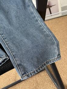 男童宽松直筒蓝色牛仔裤 - 中等水洗藍 - 查看 6