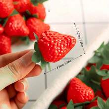 Artificial Red Strawberry, Realistic Simulation Of Fruit Plastic Strawberry, Suitable For Home Kitchen Party Decoration, Photography Props, Gifts, Birthday And Graduation Ceremonies, Etc. - Red - View 2