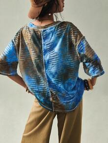 SoleilVie 女士新款圆领扎染图案宽松休闲简约衬衫超大码T恤 女士超大码T恤 女士超大码T恤 印花超大码T恤 女士夏季上衣 女士超大码T恤 扎染超大码T恤 做旧超大码上衣 图案上衣 超大码印花T恤 女士超大码上衣 宽松T恤 波西米亚风衬衫 女士波西米亚风服装上衣 女士波西米亚风衬衫 - 彩色 - 查看 2