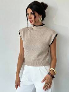 Firerie Áo vest len không tay cổ cao, dáng rộng, thanh lịch, đa năng dành cho nữ, thêu họa tiết hình vỏ sò, thích hợp cho các buổi hẹn hò, sự kiện sang trọng, đám cưới, sinh nhật, tiệc tùng, đi biển, lễ hội hóa trang, lễ hội âm nhạc. - trắng - Xem 4