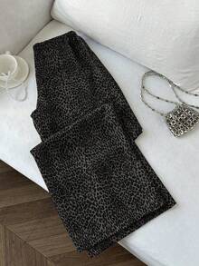 EMERY ROSE 新款复古时尚薄款豹纹阔腿裤，抽绳松紧腰阔腿裤，休闲长裤，大码豹纹裤，动物纹猎豹纹女装猎豹纹裤，动物纹裤，动物纹猎豹纹 - 彩色 - 查看 2