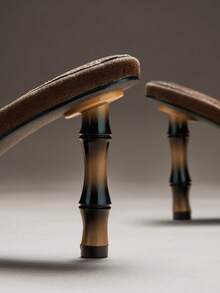 SHUZIA 女士仿麂皮竹节形高跟拖鞋 - 巧克力棕 - 查看 6