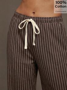Siren Gaze Women's Casual Commuting Striped Loose Pants - Brown - View 6