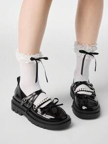 ROMWE Kawaii Women Wedges & Flatform - Black shiny pearl - View 3