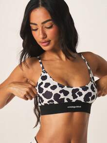 MISSGUIDED 豹纹印花无钢圈文胸，黑色撞色饰边，可调节肩带，无钢圈，舒适日常内衣上装 - 彩色 - 查看 1