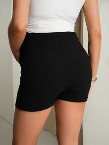 MaterniChic Maternity Summer Pregnant Black Shorts Comfortable, Soft, Elegant - Black - View 3