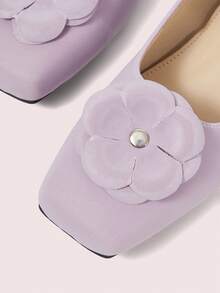 CUCCOO DOLLMOD Zapatos de mujer con decoración de flor de color morado claro, suela plana, zapatos de primavera - Morado - Ver 7