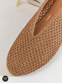SHUZIA Ladies Wide-Fit Elegant Tahair Woven Ballet Flats - Beige - View 4