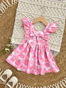 SHEIN Váy hoa màu hồng dễ thương và thanh lịch cho bé gái - Hồng - Xem 4