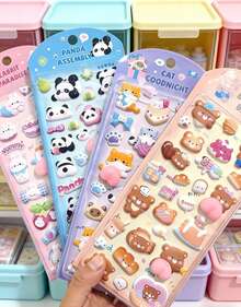 POKOJA LAND 3D Soft Cute Children's Cartoon Stickers Squeeze Animals Adorable Stereo Bubble Decals, A Great Gift For Kids, Girlfriends, For Notebook Decoration, And DIY Crafts. - Multicolor - View 2