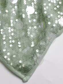 Lyxana Women's Halter Neck Sequin Camisole Top - Green - View 4