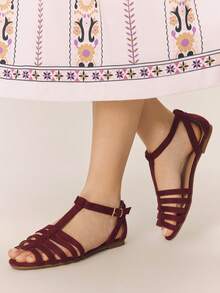 Styleloop Sandalias planas para mujer - Burdeos - Ver 5