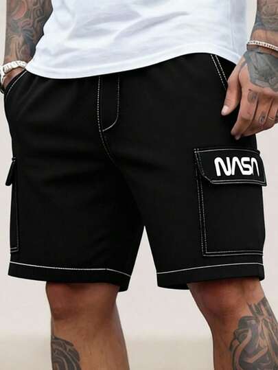 SLATEMANN Pantalones cortos de trabajo de unicolor para hombres con bolsillos, adecuados para el verano, estampados, para salir, de uso diario, holgados, tipo cargo, para regalos a esposo o novio