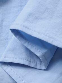 Dazy Plus Loose Fit Peter Pan Collar Embroidered Long Sleeve Blue Casual Blouse For Girls - Baby Blue - View 3