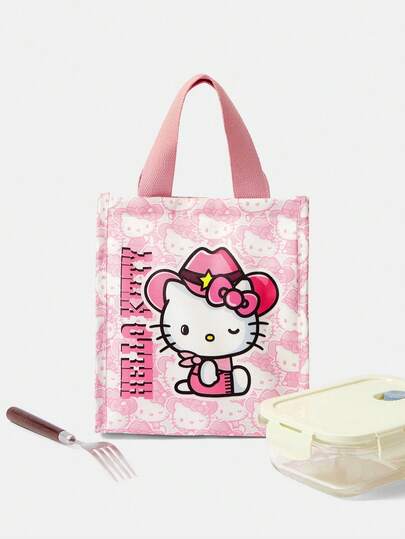 HELLO KITTY AND FRIENDS | SHEIN 1pc Fashionable Sweet Funny Pink Cartoon Printed Lunch Bag, Portable Lunch Bag, Insulated Lunch Box, Bento Bag, Dinner Insulated Bag, Thickened Cute Lunch Fruit Bag For Students, Women Lunch Box, School & Travel Insulated Lunch Bag, Waterproof Insulated Lunch Bag, Functional Bag, Cooler Bag