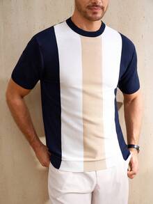 Manfinity CityGents Men's Striped Crew Neck Short Sleeve Casual Knit Top - Multicolor - View 5