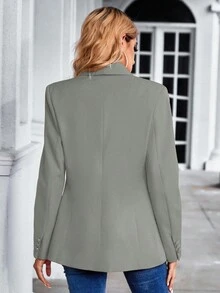 EURMUSE Shawl Collar Single Button Blazer Workwear  - Army Green - View 2