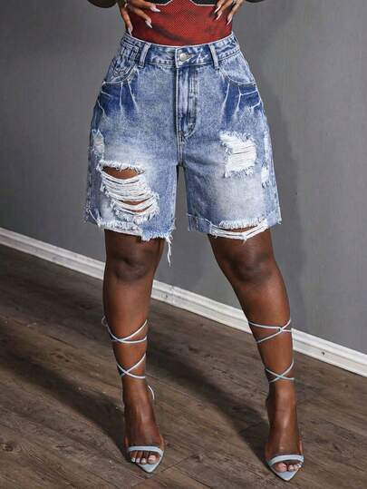 Slaydiva Shorts vaqueros casuales con bolsillos y botones para mujer, versátiles para uso diario