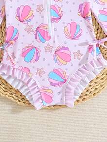 1 bộ áo tắm liền thân dài tay cho bé gái, có khóa kéo, nơ xinh xắn và họa tiết hoa, kèm mũ. - Nhiều màu - Xem 4