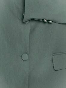 MUSERA Blazer de talla grande curva, para trabajo, salir, favorecedora, otoño, invierno, fiesta de Navidad, oficina, uso diario - Azul menta - Ver 6