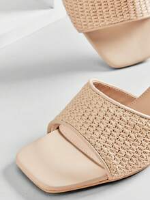 SHUZIA Giày sandal cao gót đế xuồng bằng sợi PP mềm mại, thoải mái dành cho nữ. - Màu be - Xem 7