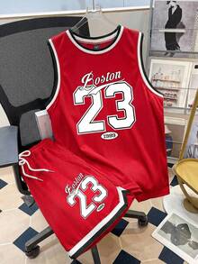 Manfinity Joysei 男士红色罗纹针织上衣套装 - 紅色 - 查看 6