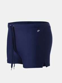 SUMWON Men Navy Blue Swim Trunks With Drawstring Waist Beach Summer Vacation Pool Swimming Shorts Quick Dry Elastic Waistband Casual Swimwear - Blue - View 3