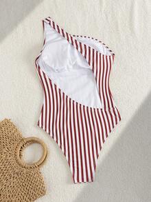 Bộ đồ bơi liền thân Swim SPRTY mới về dành cho nữ, kẻ sọc dọc đỏ trắng, một vai, kiểu dáng chống nắng, thích hợp cho lướt sóng, cổ áo bất đối xứng và thiết kế hở lưng, kiểu dáng cắt cao khoe chân, lấy cảm hứng từ phong cách hàng hải cổ điển, giúp định hình vóc dáng, monokini hở lưng sành điệu, hoàn hảo cho những kỳ nghỉ ven biển và thời trang bên hồ bơi, kỳ nghỉ hè trên bãi biển, trang phục dự tiệc bể bơi và các hoạt động lướt sóng. - Đỏ và trắng - Xem 11