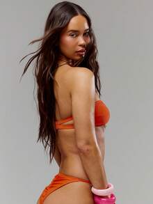 Musera Resort 串珠细节抹胸比基尼上衣（仅上衣）泳装度假夏季旅行沙滩装 Casa Calypso - 橘色 - 查看 3