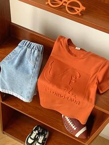 SHEIN 2pcs Toddler Boys' Dinosaur Embossed Shorts Set - Multicolor - View 3