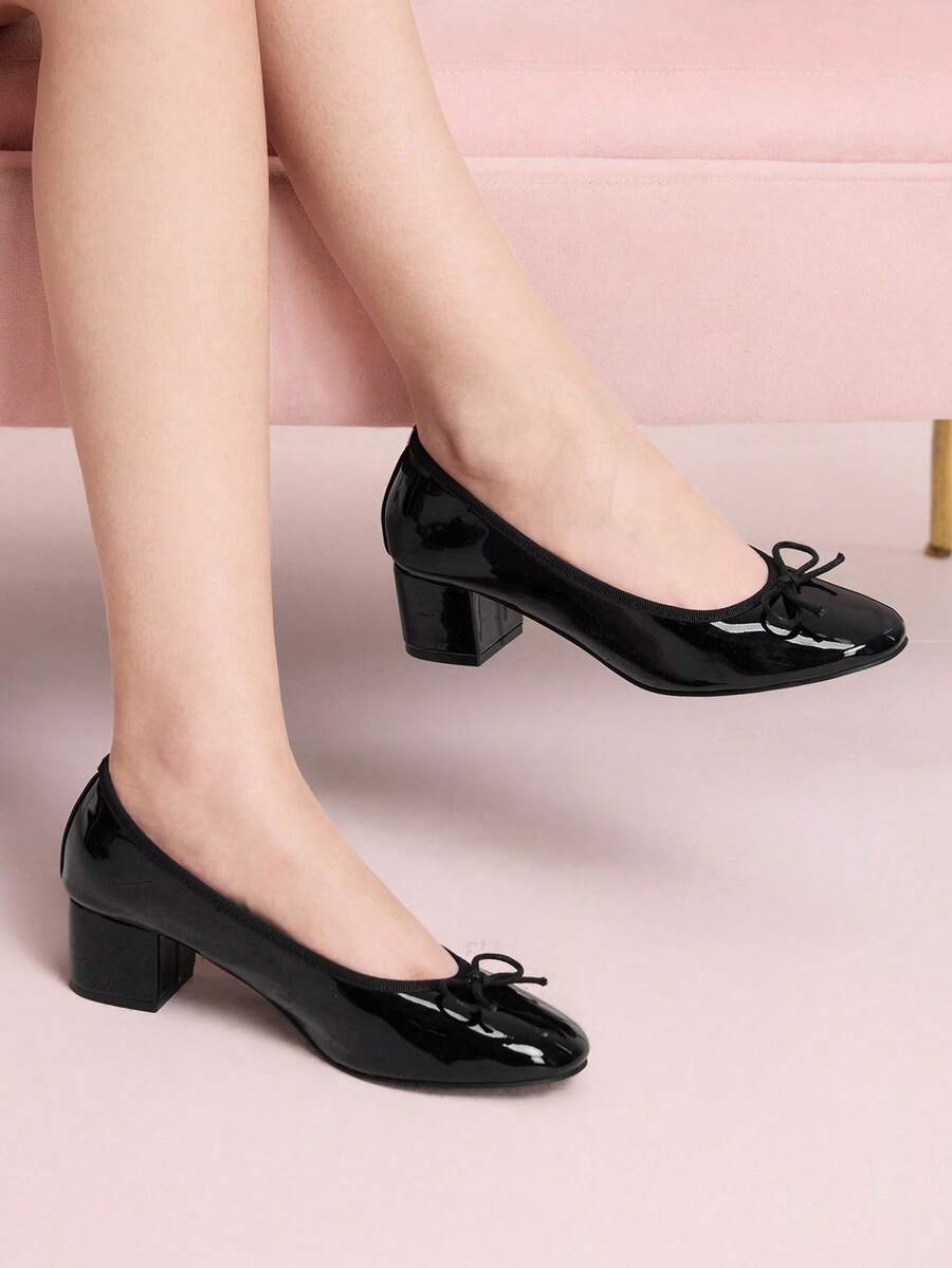 CUCCOO DOLLMOD Women's Fashion Bow Mary Jane High Heel Shoes - Black - View 1