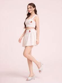 CUCCOO DOLLMOD 女士优雅蕾丝缎面高跟穆勒拖鞋，甜美可爱高跟凉鞋 - 白色 - 查看 6