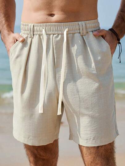 VENTUSAIL Men's Casual Elastic Waist Double Pleated Shorts, Suitable For Daily Wear, Travel, Beach, Vacation And Leisure. This Shorts Is A Must-Have Item For Vacation Travel, And A Great Gift For Boyfriend Or Husband. Men Linen Short Set Cream Shorts Men Men Shorts Vacation Beach Clothes For Men White Cream ,Men Old Money,Daily Leisure, Weekend Trips, Outdoor Activities, Travel Expeditions, Relaxed Work Environments Or Semi-Formal Occasions, Boyfriend/Husband Gift, Anniversary /Birthday Gift Party Summer Vacation Holiday,Wedding,Spring To Summer,Mardi Gras,Men's Casual Drawstring Elastic Waist Shorts With Pockets For Summer Beach Vacation