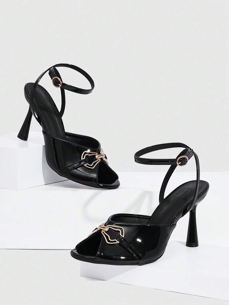CUCCOO SZL Summer Elegant High Heel Shoes With Latex Pad, Lightweight Non-Slip Fashion Buckle Sandals Spring Shoes