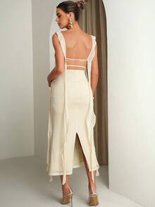 MaterniChic Maternity Clothes Maternity  Dress Summer Pregnant Clothes Apricot Maternity Dress Highly Elastic Elegant - Apricot - View 2